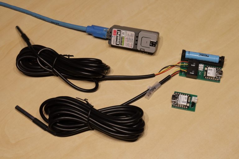 Kabellose Temperatursensoren für Loxone - POE Gateway und zwei Varianten der Funktemperatursensoren