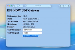Kabellose Temperatursensoren für Loxone - das ESP-Now to UDP Gateway kann individuell per Weboberfläche eingerichtet werden