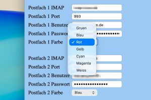 BlackBerry Notification LED mit ESP32 - auch die LED Blinkfarbe kann bei jedem Postfach gewählt werden